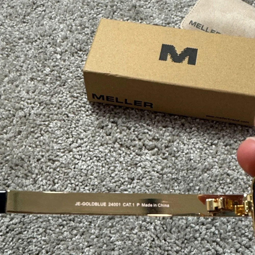 Gold Frame Sunglasses with Blue Lenses